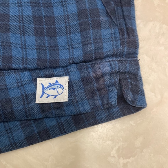 Southern Tide Cotton Shorts (2), sea green, navy plaid, drawstrings pockets Sz S - Picture 9 of 16